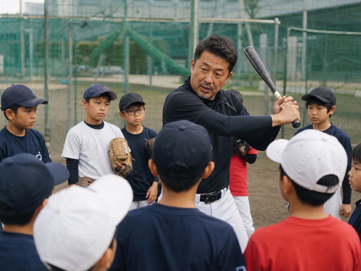 野球スクールでの指導風景